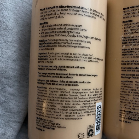 (2) Hempz Treats BUTTER PECAN Body Lotion w/Pump 16.5Oz NEW Sealed - Picture 2 of 2